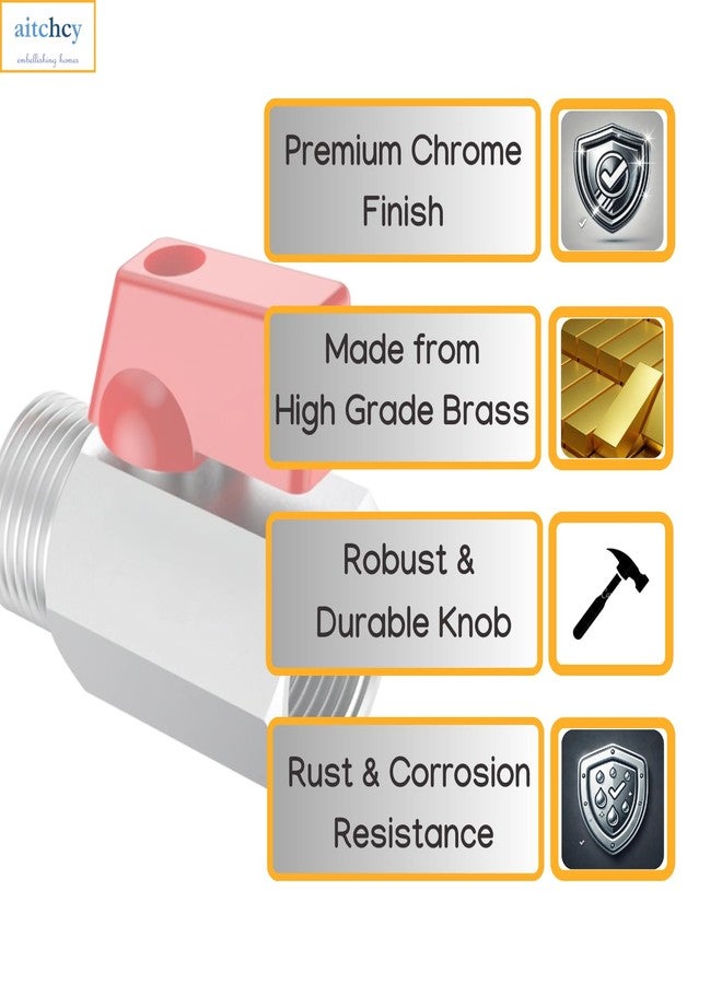 Aitchcy Forged Brass Mini Ball Valve 1/2" (BSP) Male & Female Ends | Shut Off Switch 1/2 Inch (BSP) Npt Male-Female Thread For Water Treatment | Plumbing Solutions | Irrigation | Industrial (1Pc) - Image 2
